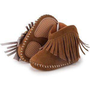 🆕 Meckior Mid Calf Warm Boots Women Brown Fleece Anti-Slip Soft Sole Crib Shoes